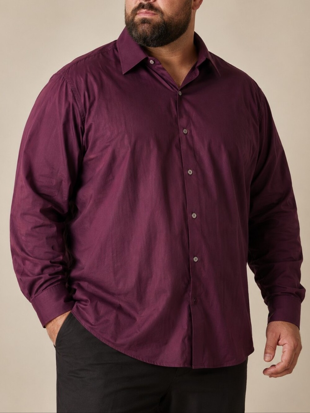 Calvin Klein Men Dress Shirt Burgundy 17.5 34/35 Button Down Corporate Office